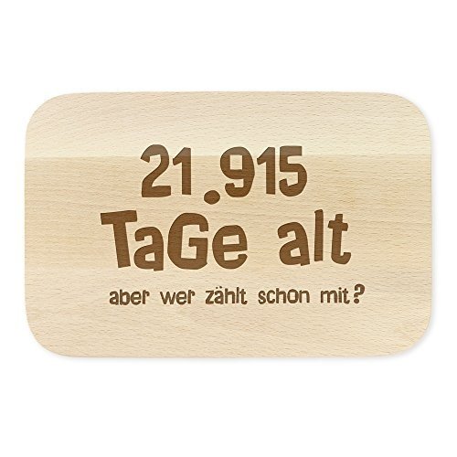 Holzbrett mit Gravur zum 60. Geburtstag 21.915 Tage alt