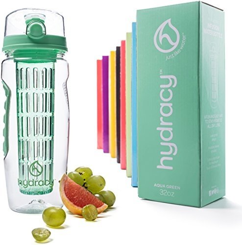 Hydracy Trinkflasche für Fruchtschorlen (1Liter) - Sport Wasserflasche Bpa Frei mit Langem Infuser 