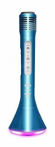 iDance PM10Blue Bluetooth Party Karaoke Mikrofon mit LED Beleuchtung Echo-Steuerung blau