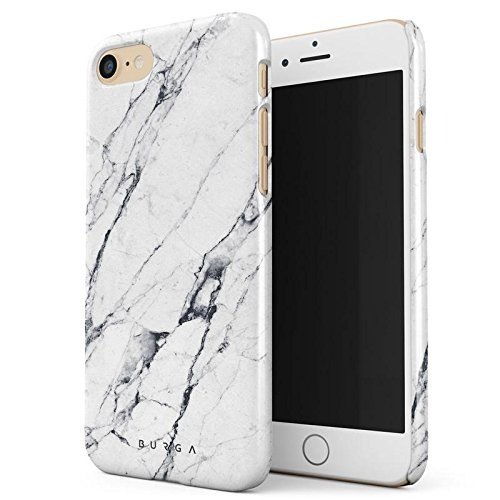 iPhone 7 / iPhone 8 Hülle Licht Weiß Marmor Muster White Marble Dünn, Robuste Rückschale aus Kun