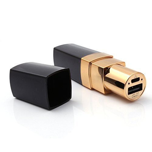 iprotect Lipstick Power Bank 4000mAh Externes Ladegerät in schwarz gold für Smartphones und andere