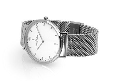 James Walker Minor Mesh Milanaise Armbanduhr für Damen und Herren in Silber Weiß - Ideal als Gesch