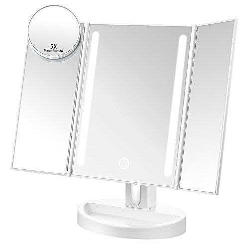 Jerrybox Beleuchteter Schminkspiegel Kosmetikspiegel mit Beleuchtung LED Make up Spiegel Faltbarer T