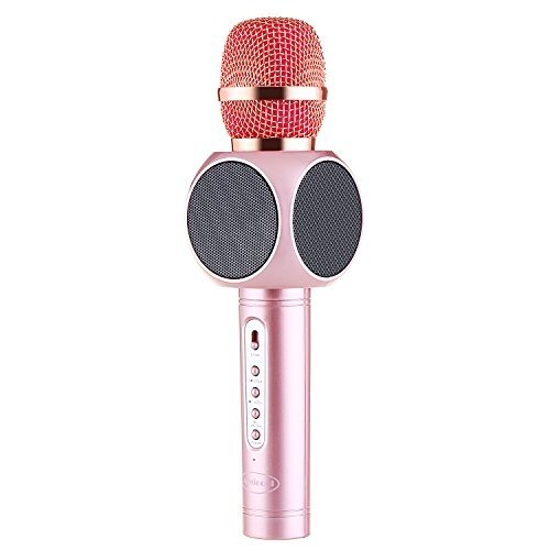 Kabelloses Karaoke Mikrofon, Amicool tragbares Bluetooth-Karaoke Geraet, Lautsprecher für Apple iPh