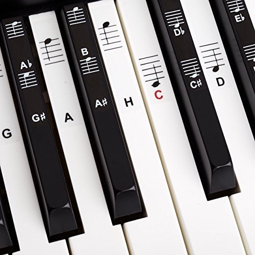 Klavier + Keyboard Noten-Aufkleber für 49 | 61 | 76 | 88 Tasten + Gratis Ebook | Premium Piano Stic