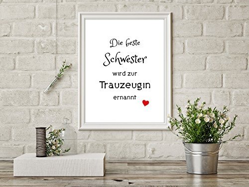 Kunstdruck BESTE SCHWESTER Trauzeugin