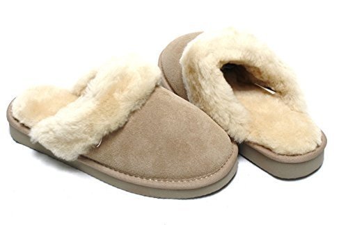 Lammfell Hausschuhe Slipper Damen Lammfell Pantoffeln Huettenschuhe sand beige mit beigen Fell mit f