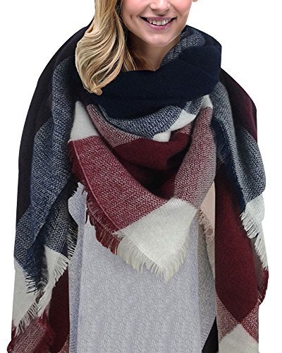 Lantch Damen Schal Kariert übergroßer Quadratisch Deckenschal Herbstschal Winterschal Karo Tartan 