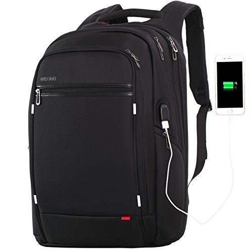 Laptop Rucksack 18 Zoll für Männer, OUTJOY Wasserabweisend Polyester Rucksack mit USB Aufladeport 