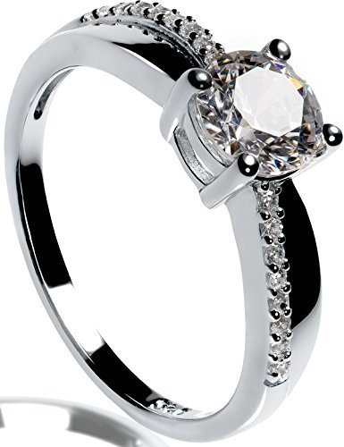 Lars Benz LUXUS Damen-Ring Verlobungsring Silber 925 Swarovski Zirkonia 1,4 Karat 52-mm