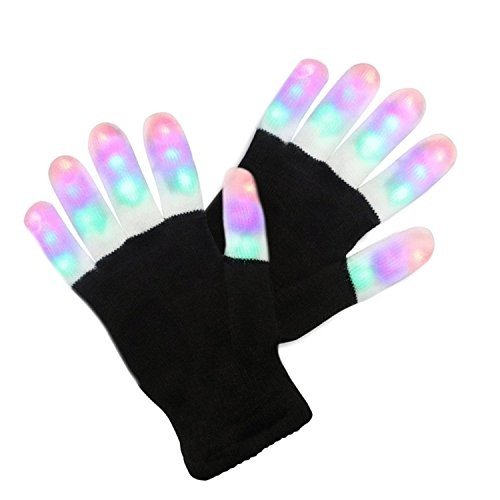 LED Handschuhe mit 3 Lichtfarbe und 6 Modus, blinkende Handschuhe