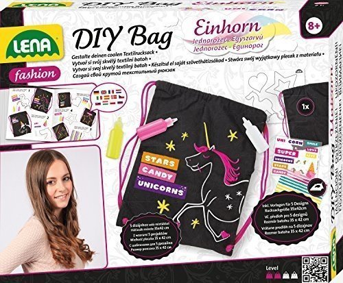 Lena Bastelset DIY Rucksack Einhorn selbst gestalten, ca. 35 x 42 cm,