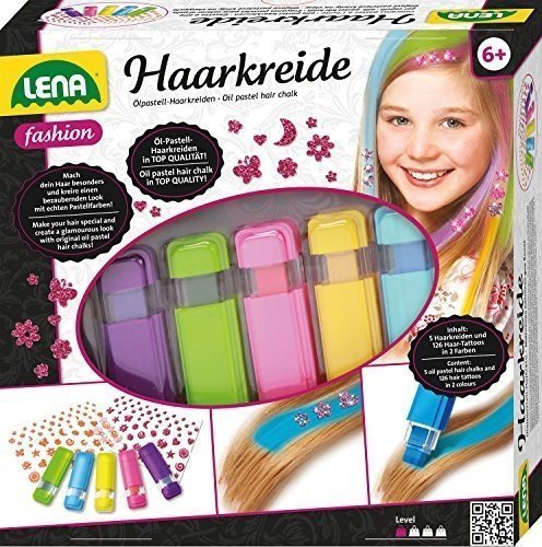 Lena Fashion Haarkreide Set mit 5 Farben und 126 Haar - Tattoos