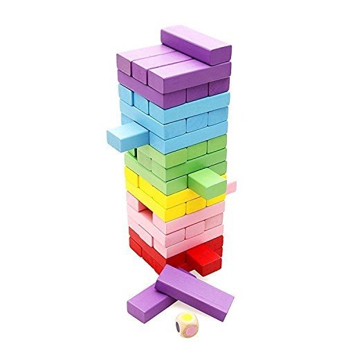 Lewo Klassische Bausteine Stapelspiele für Kinder Familienspaß Spiele Kinderspiel 48 Teile