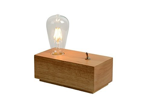 Lucide Edison-Tischlampe-LED-1X4W 3000K, E27, 4 W, Holz, 20 x 10 x 19 cm