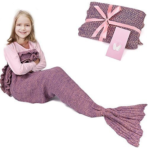 Meerjungfrau-Schwanz-Decke für Geburtstags-Geschenke, RUVALINO Süße Träume für Mädchen 3-12 J