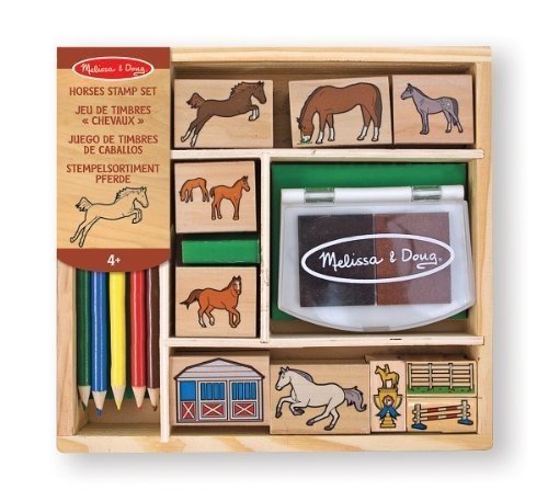 Melissa & Doug Holzstempel-Set Pferde