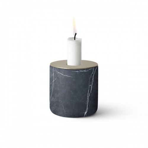 Menu Kerzenständer, Stein, schwarz, 8 x 8 x 8 cm