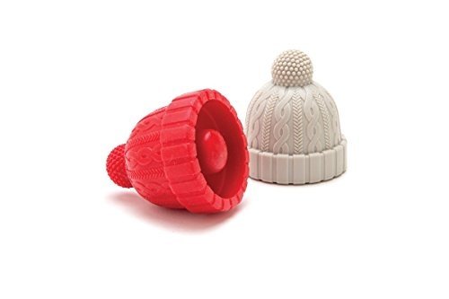 Monkey Business Beanie Silikon Flasche Stop, rot/grau, 5,5 x 5 x 5 cm, 2 Stück