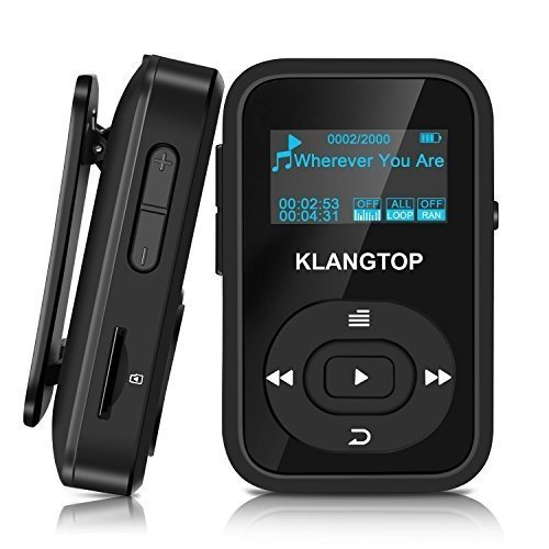 MP3 Player Sport KLANGTOP Bluetooth Mini Musik Player 8G mit Clip 30 Stunden Wiedergabe FM Aufzeichn