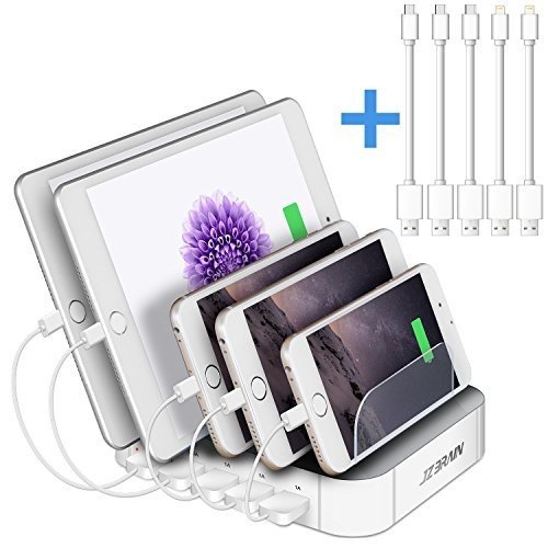 Multi USB Ladestation power house - 5 Ports Universell Ladegerät   Kabel Organizer - Für Handys & 