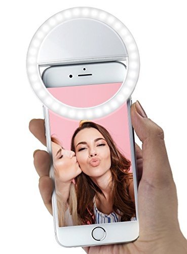 MyGadget Handy Selfie Licht - 3 Level Ringlicht USB aufladbar - Universal Smartphone Kamera Zubehör