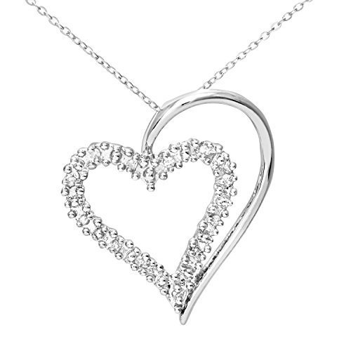 Naava Damen-Kette mit Anhänger 375 Weißgold 9 K Rhodiniert Diamant Rundschliff 0,06 ct PP03175W