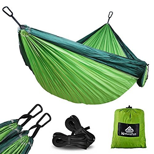 NatureFun Ultraleichte Camping Hängematte / 300kg Tragfähigkeit, Atmungsaktiv, schnell trocknende 