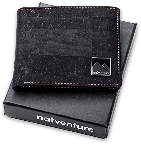 natventure® Geldbeutel aus Korkleder mit RFID Schutz, Portemonnaie Männer & Frauen, kleine Geldbö