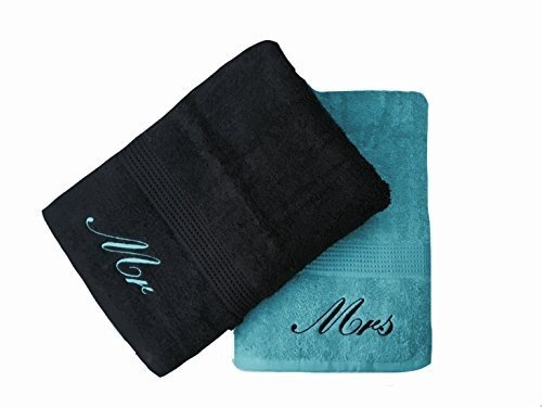 Niche Embroidery Paar-Handtücher bestickt mit „Mr & Mrs“