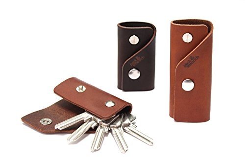 Pack & Smooch Schlüsselmäppchen Schlüsseletui Leder "Kingsley L" für bis zu 10 Schlüssel Hellbr
