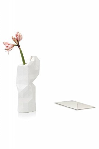 Papier Vase, Papiervase ganz in weiß, groß