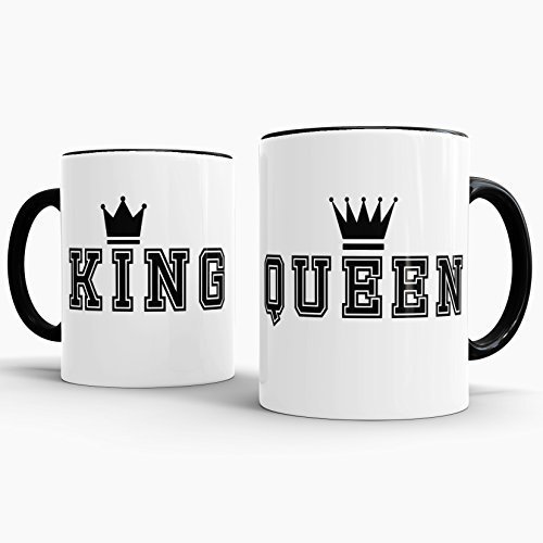 Partner-Tassen "King" und "Queen" Kaffeetasse / Mug / Cup / - Qualität made in Germany Innen / Henk