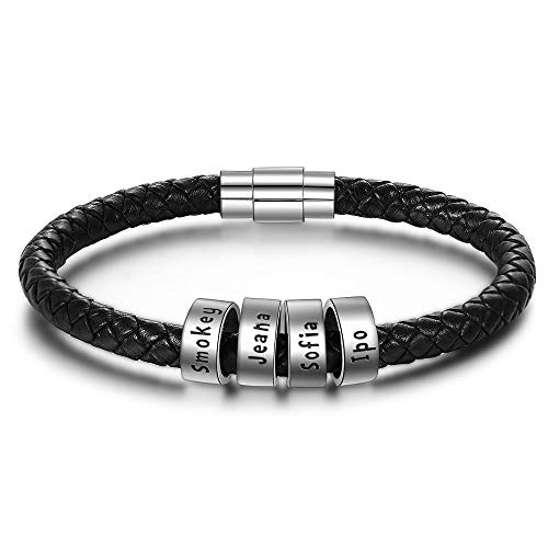 Personalisierter Lederarmband mit Silber Anhänger