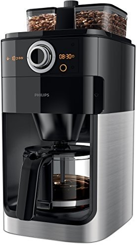 Philips GrindundBrew HD7766/00 Filter-Kaffeemaschine (1000 W, doppelter Bohnenbehälter) schwarz/met