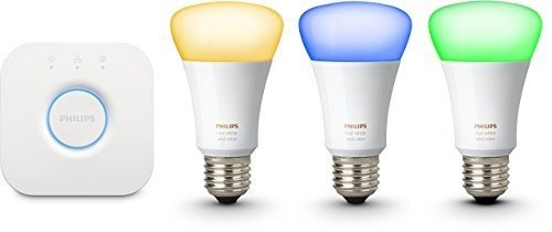 Philips Hue White & Color Ambiance E27 LED Lampe Starter Set, drei Lampen 3. Generation inkl. Bridge