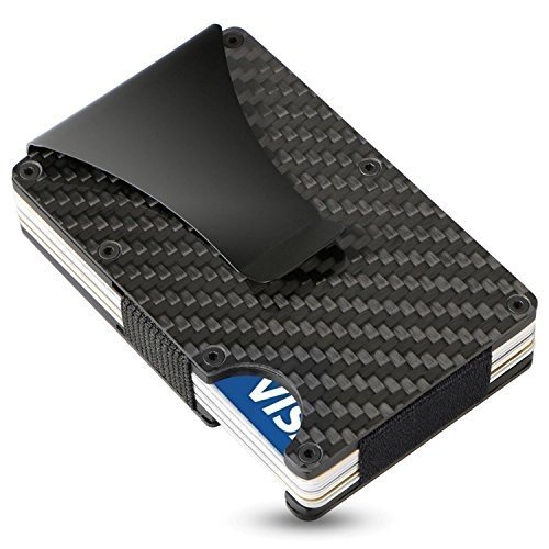 Premium Kreditkartenetui aus schwarzem Carbon mit Geldklammer von SEMLIMIT - RFID & NFC Schutz - Edl