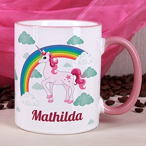 Tasse mit Einhorn und Wunschnamen für Mädchen