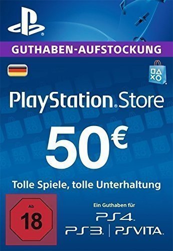 PSN Card-Aufstockung | 50 EUR | PS4, PS3, PS Vita Playstation Network Download Code - deutsches Kont