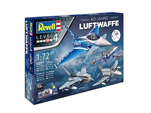 Revell Modellbausatz Flugzeug 1:72 - Geschenkset 60 Jahre Luftwaffe im Maßstab 1:72, Level 4, origi