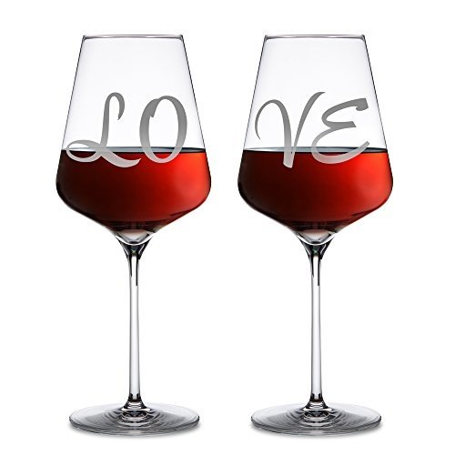 Rotweingläser – 2er Set Weingläser mit Gravur - LOVE - Standard – Weinglas als Geschenkidee f