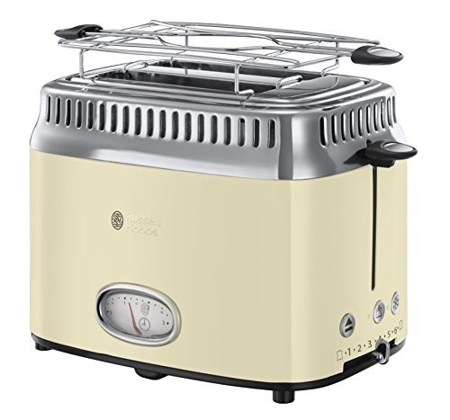 Russell Hobbs Retro Vintage Cream 21682-56 Toaster (1300 W, mit stylischer Countdown-Anzeige, Schnel