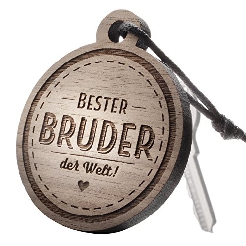 Schlüsselanhänger aus Holz mit Gravur Bester Bruder – der Welt!