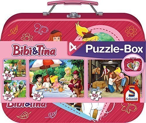Schmidt Spiele Puzzle Bibi und Tina, Im Metallkoffer, 2 x 100 und 2 x 150 Teile
