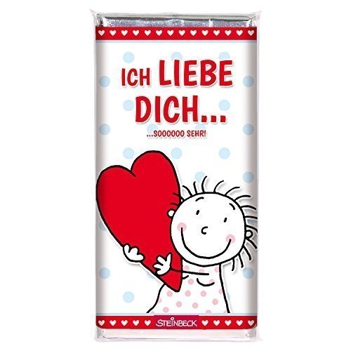 Schokolade LIEBE STEINBECK Vollmilch 100g Schokolade Tafel "Ich liebe Dich ... so sehr" Geschenk Val