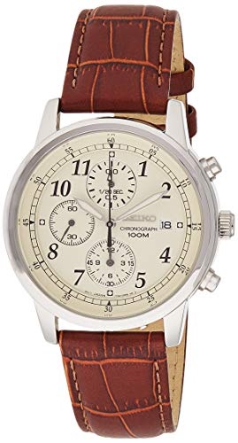 Seiko Herren-Uhr Edelstahl mit Lederband SNDC31P1