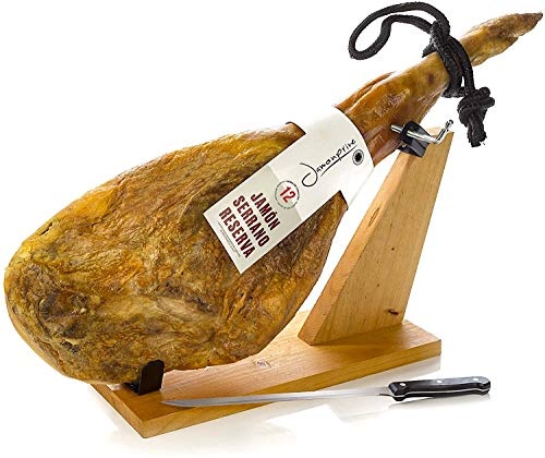 Serrano Schinken Reserva Duroc, Schinkenhalter, Messer 6.5 - 7 Kg - Spanischer Schinken Jamonprive