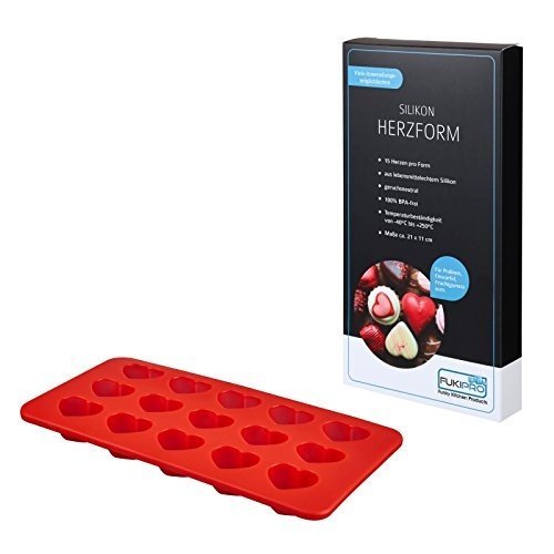 Silikon Herzform - für Pralinen, Eiswürfel, Gummibärchen, Schokolade, Bonbons, Seife und mehr - f