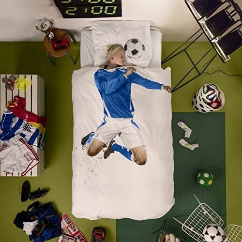 SNURK Bettwäsche soccer | blau - 135 x 200 cm