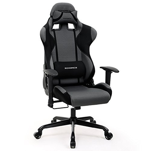 Songmics Bürostuhl Gaming Stuhl Chefsessel Sportsitz Optik, inklusiv Kopfkissen und Lendenkissen sc